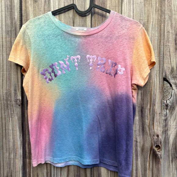 MOTHER Women’s NWOT Small Top Tie Dye "DONT TRIP" Tee Shirt - Picture 1 of 10